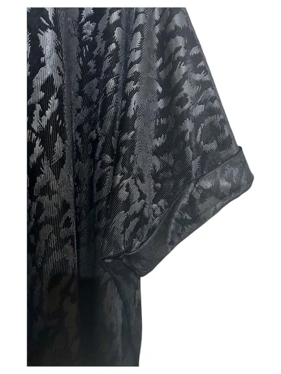 Adrienne Black Velvet Satin Leopard Burnout Oversized Boxy Top USA NWT Large - Picture 4 of 7